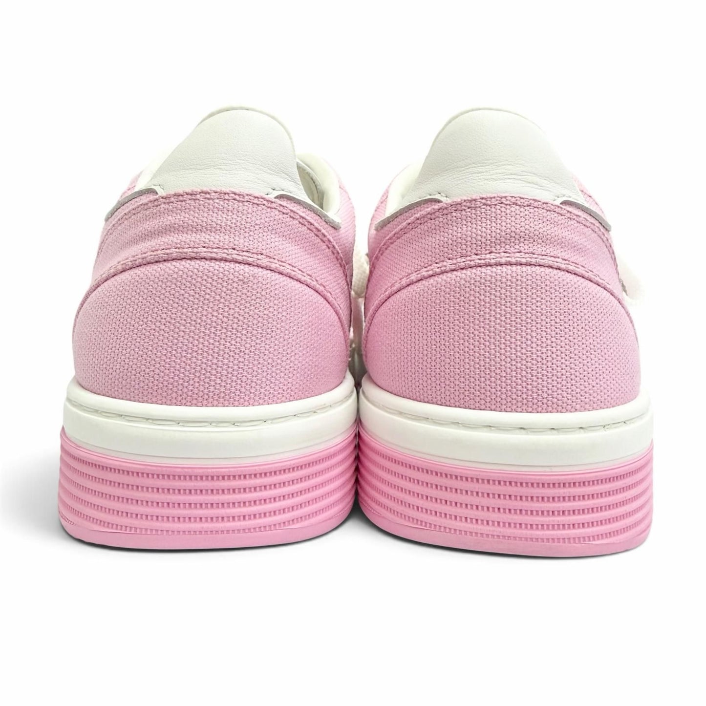 Chanel Canvas Leather CC Logo Bicolor Sneakers Pink White — view 3