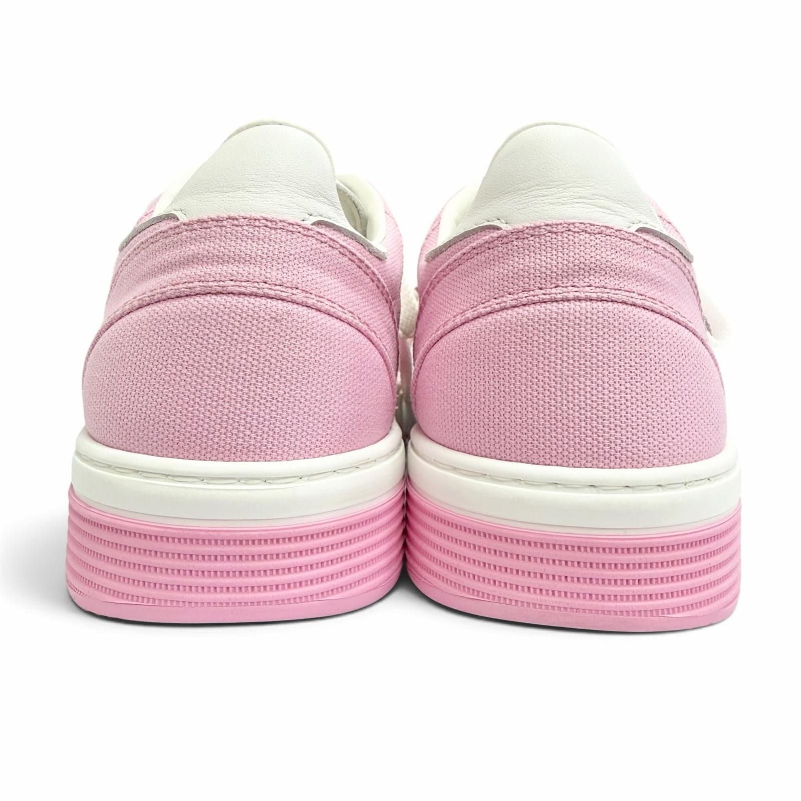 Chanel Canvas Leather CC Logo Bicolor Sneakers Pink White — view 3