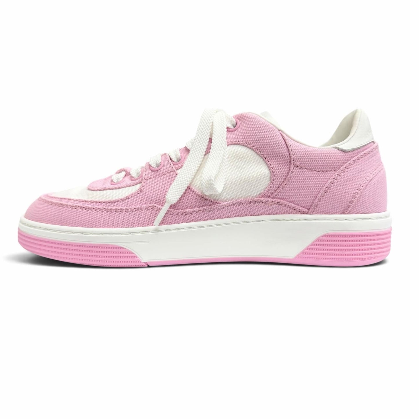Chanel Canvas Leather CC Logo Bicolor Sneakers Pink White — view 5