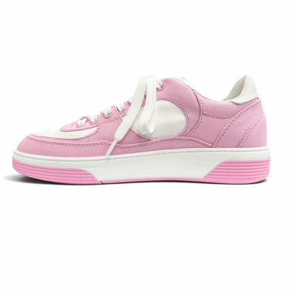 Chanel Canvas Leather CC Logo Bicolor Sneakers Pink White — view 5