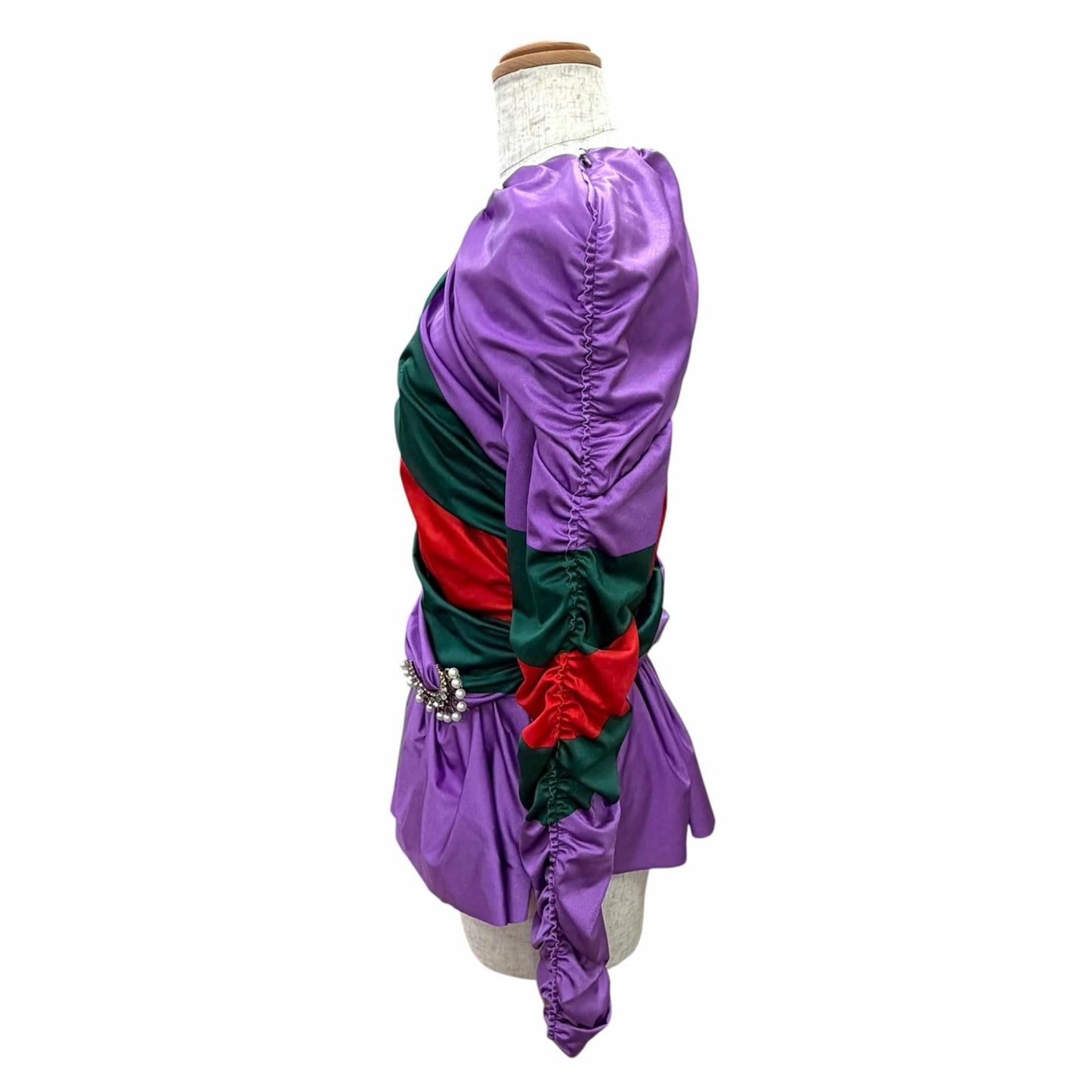 Gucci Sherry Line Shirred Drape Top with Brooch 44 — view 3