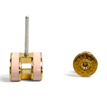 Hermes Earrings Mini Pop H Design Gold Pink — view 5
