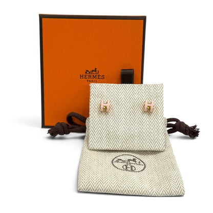 Hermes Earrings Mini Pop H Design Gold Pink — view 2