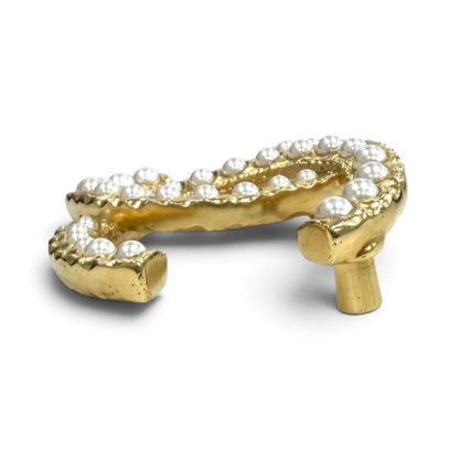 Chanel CC Logo Faux Pearl Brooch Gold White — view 4