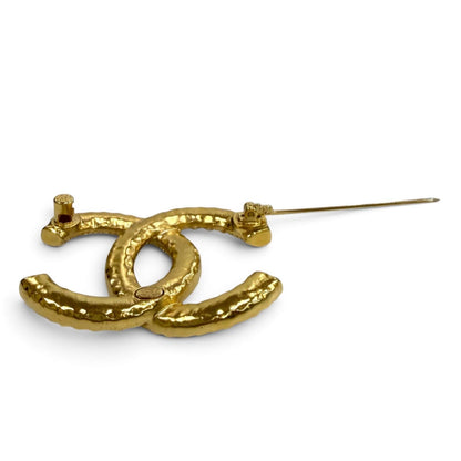 Chanel CC Logo Faux Pearl Brooch Gold White — view 5