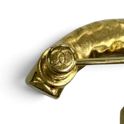 Chanel CC Logo Faux Pearl Brooch Gold White — view 6