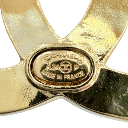 Chanel Metal CC Logo Rhinestone Brooch Gold — view 7