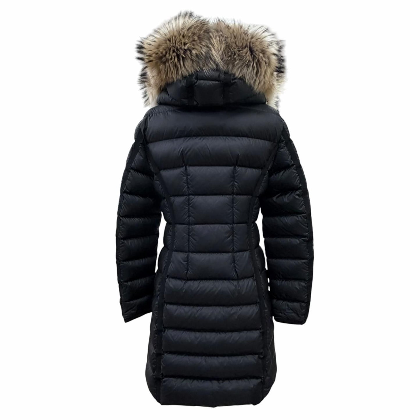 Moncler Hermifur Elmifur Logo Patch Fur Hooded Down Coat Black — view 4