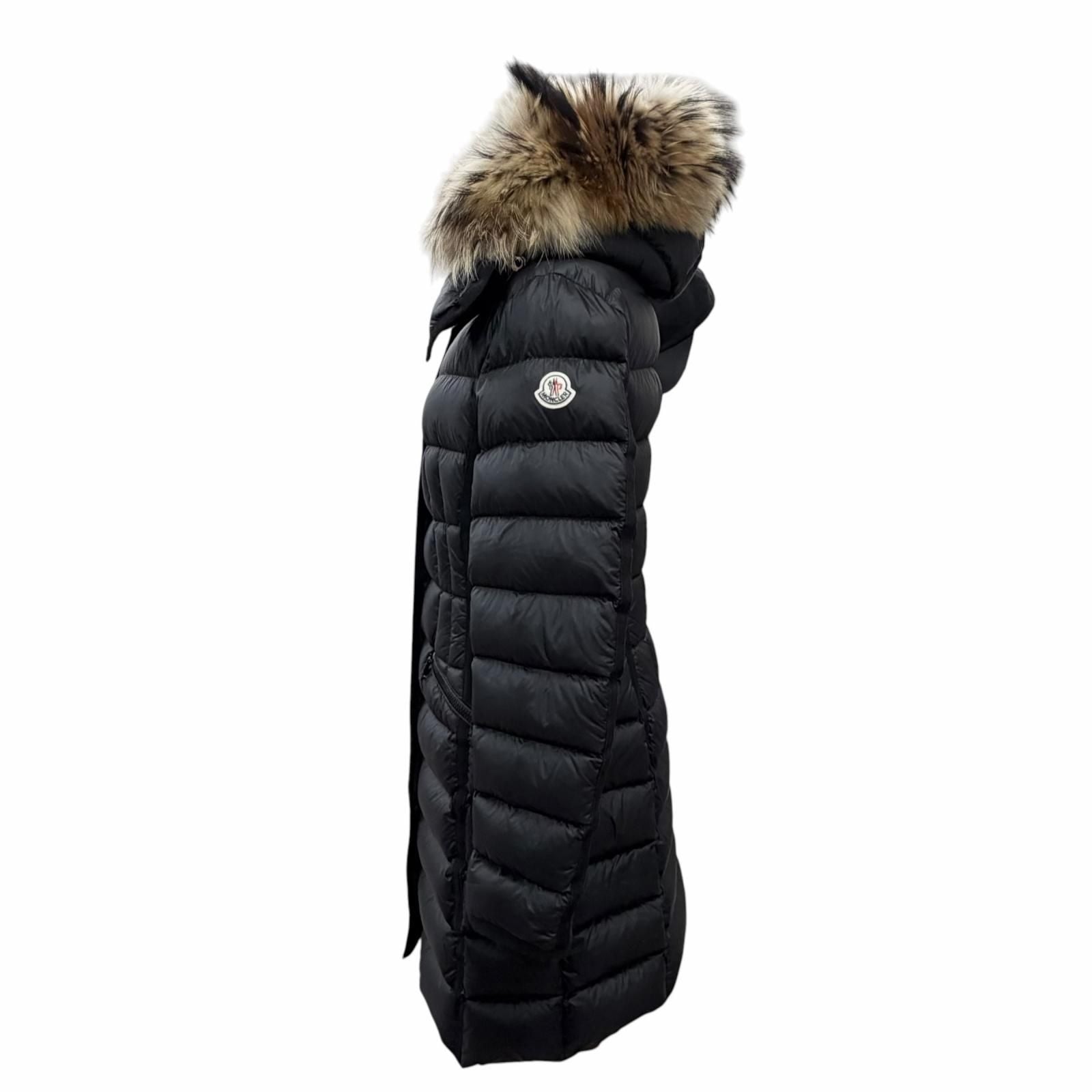 Moncler Hermifur Elmifur Logo Patch Fur Hooded Down Coat Black — view 3