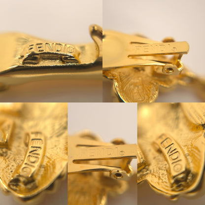 Fendi Bag Pumps Motif Earrings Asymmetric Gold Polished Metal Clip on Vintage — view 6