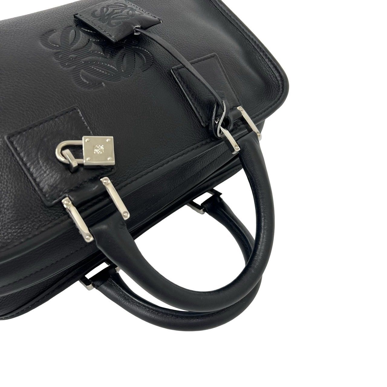 Loewe With Key Amazona 28 Anagram Log Leather Mini Boston Bag Black — view 4
