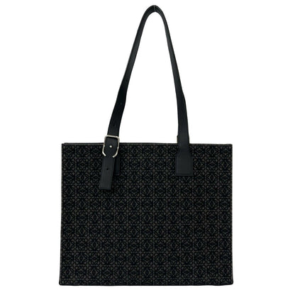 Loewe Buckle Horizontal Anagram All Over Print Canvas Leather Tote Bag Black — view 3