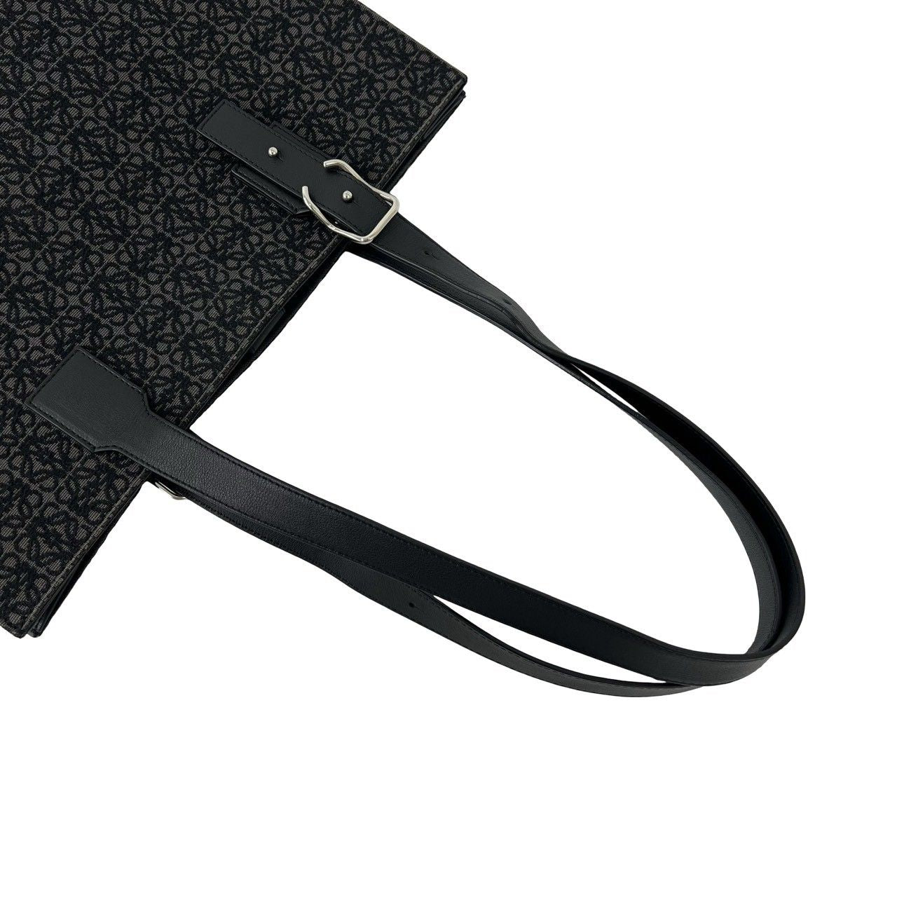 Loewe Buckle Horizontal Anagram All Over Print Canvas Leather Tote Bag Black — view 4