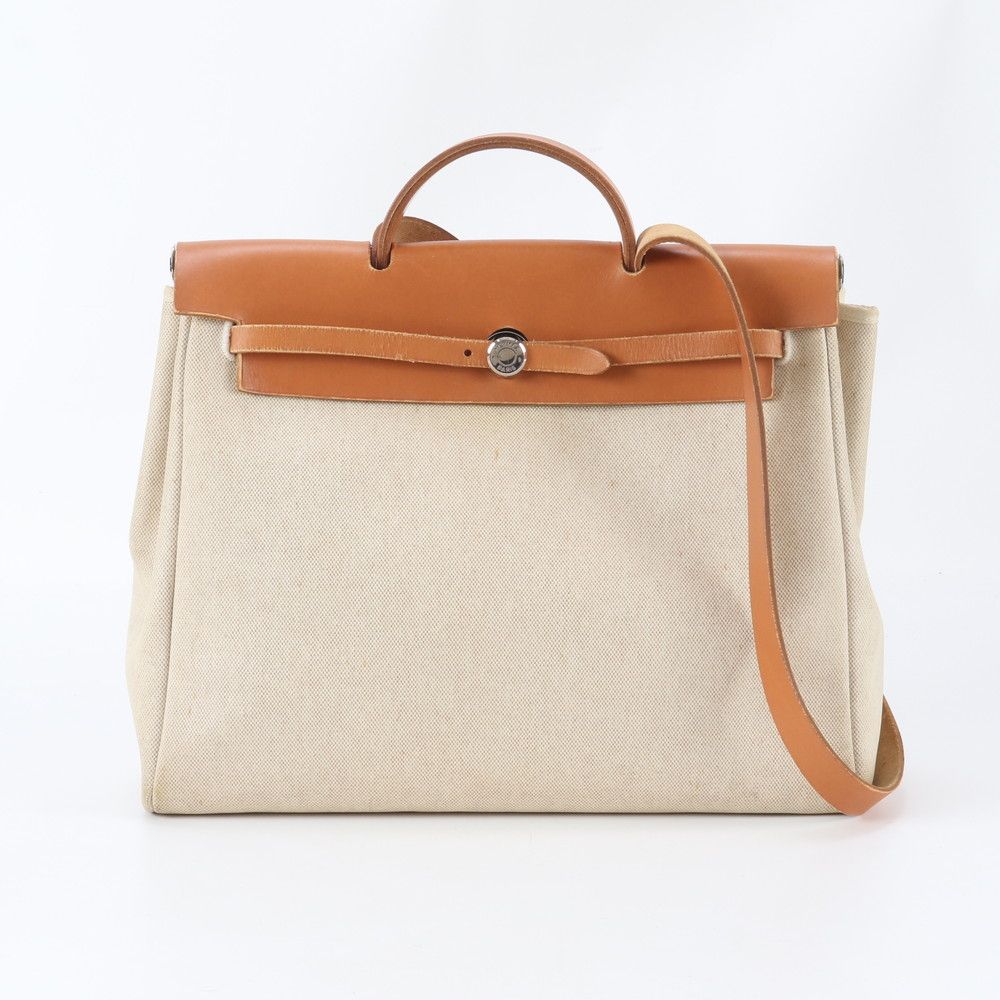 Hermes Herbag MM Leather Toile H 2-Way Shoulder Bag Business — view 2