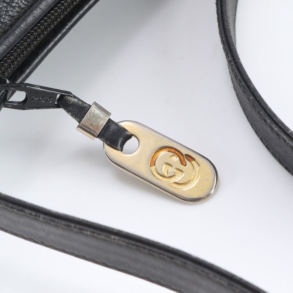 Gucci Vintage Leather Shoulder Bag Black — view 8
