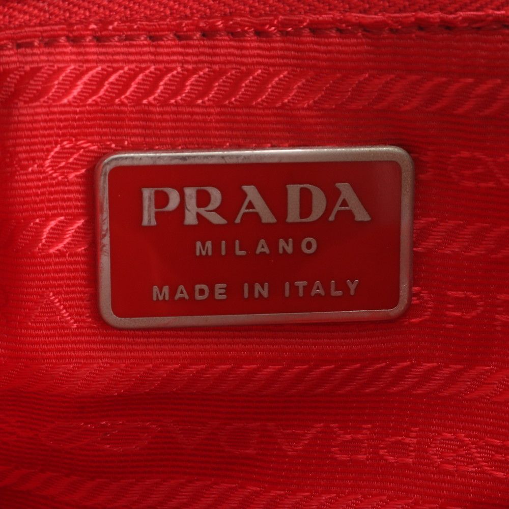 Prada Tessuto Nylon Triangle Logo Leather Backpack Shoulder Bag — view 8