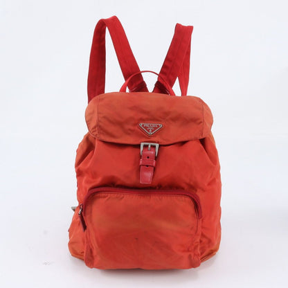 Prada Tessuto Nylon Triangle Logo Leather Backpack Shoulder Bag
