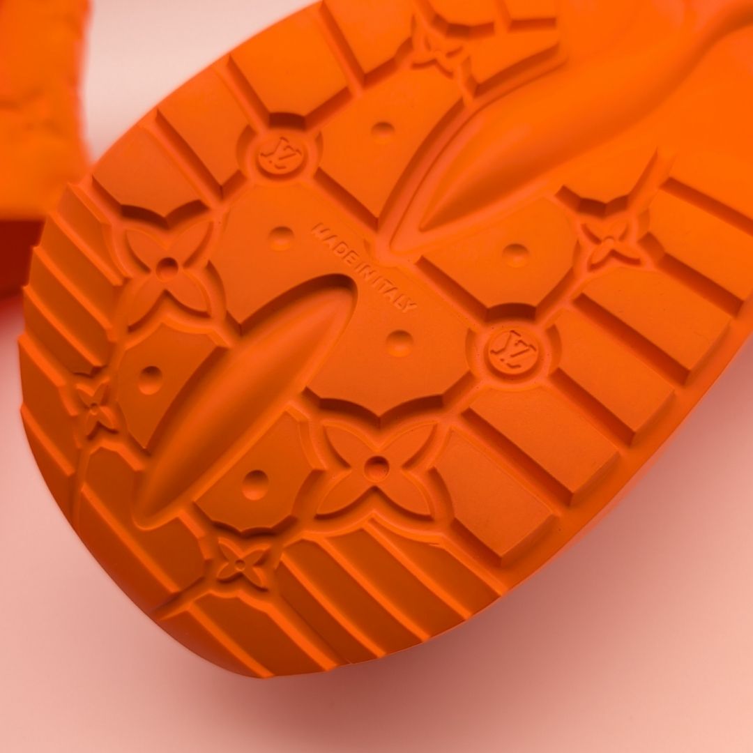 Louis Vuitton Monogram Embossed Orange Rubber Sandals — view 7