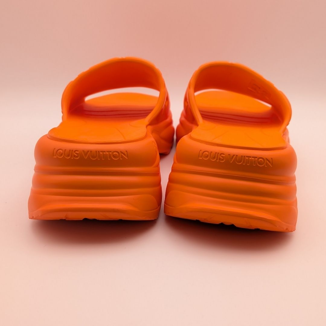 Louis Vuitton Monogram Embossed Orange Rubber Sandals — view 4