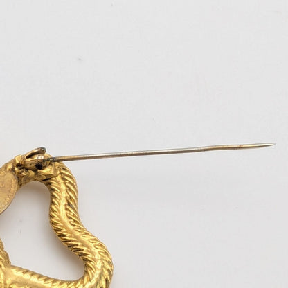 Chanel Brooch CC Logo Twisted Rope Sheer Clover Gold 28 Vintage — view 8