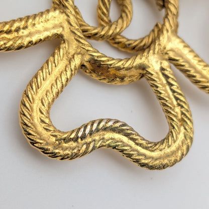 Chanel Brooch CC Logo Twisted Rope Sheer Clover Gold 28 Vintage — view 6