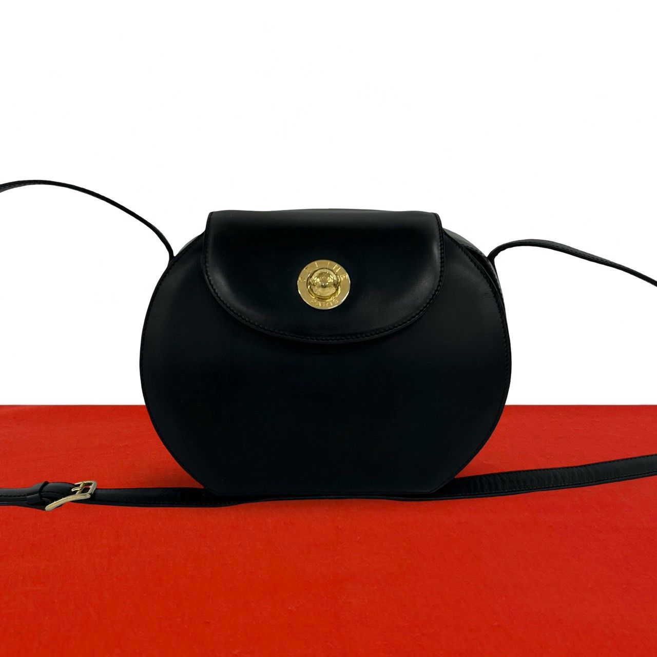 Celine Vintage Star Ball Logo Calf Leather Mini Shoulder Bag Pochette Black