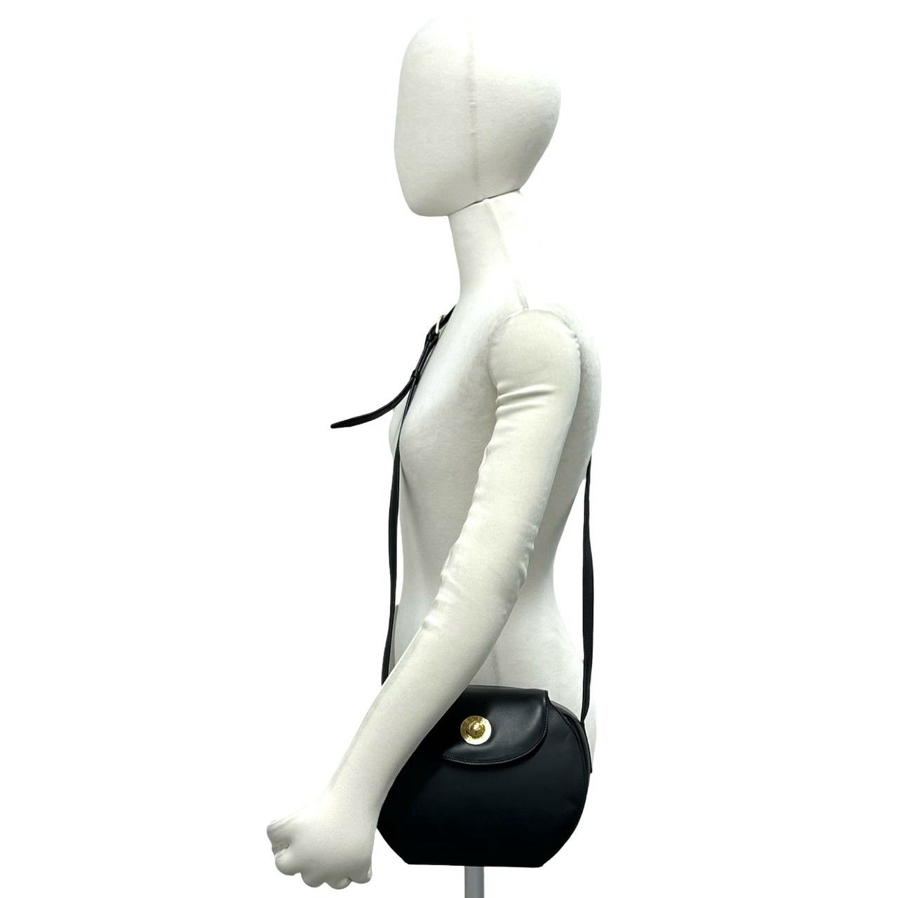 Celine Vintage Star Ball Logo Calf Leather Mini Shoulder Bag Pochette Black — view 2