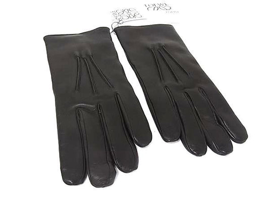 Loewe Anagram Leather Gloves Cold Dark Brown