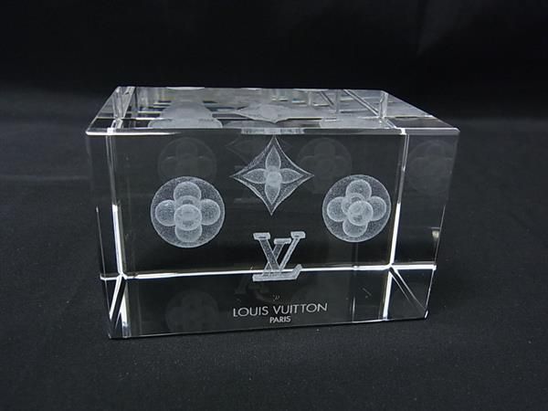 Louis Vuitton Monogram Crystal Paperweight Interior Object Ornament Clear
