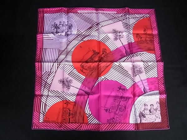Hermes Game of Omnibus and White Ladies Carre 40 Gavroche Silk Scarf