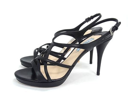 Prada Leather High Heels Shoes Black — view 3
