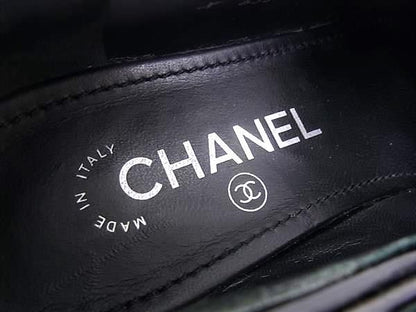 Chanel CC Logo Chain Patent Leather Loafers Shoes Black — view 5