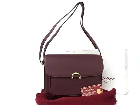 Cartier Must Line Leather Shoulder Bag Bordeaux