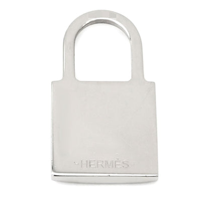 Hermes Earrings O'Kelly Metal Veau Swift Black Silver Cadena Shape Hoop — view 8