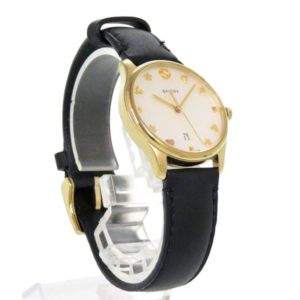 Gucci 126.5 SS Leather White Shell Black Quartz Watch Dial — view 7