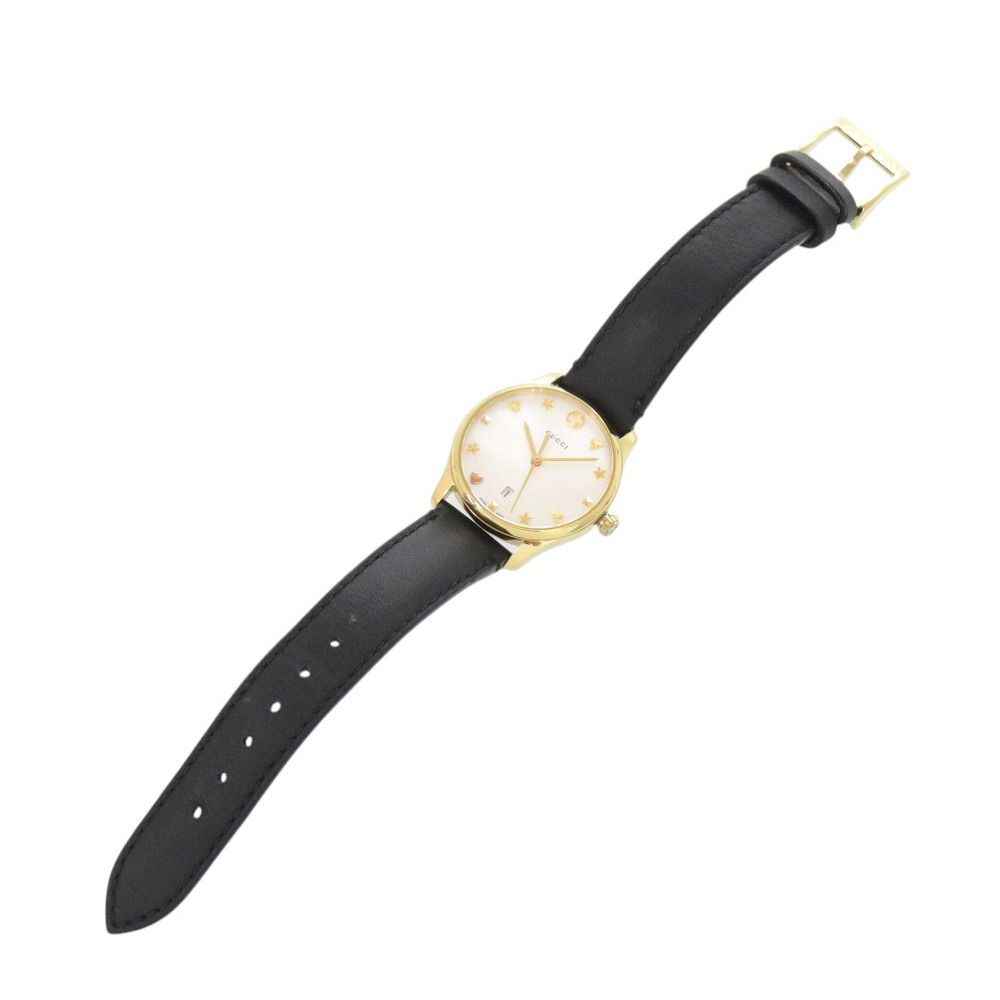 Gucci 126.5 SS Leather White Shell Black Quartz Watch Dial — view 3
