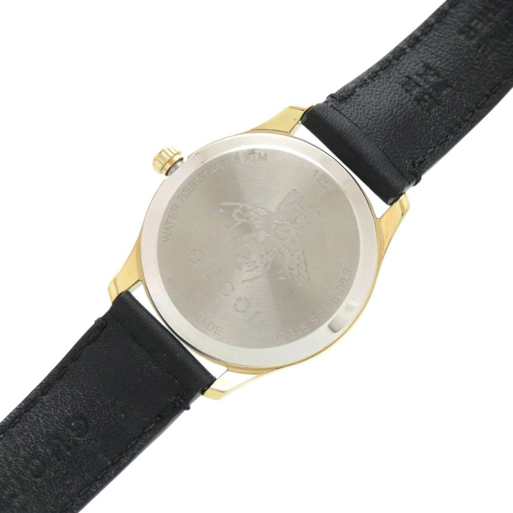 Gucci 126.5 SS Leather White Shell Black Quartz Watch Dial — view 5