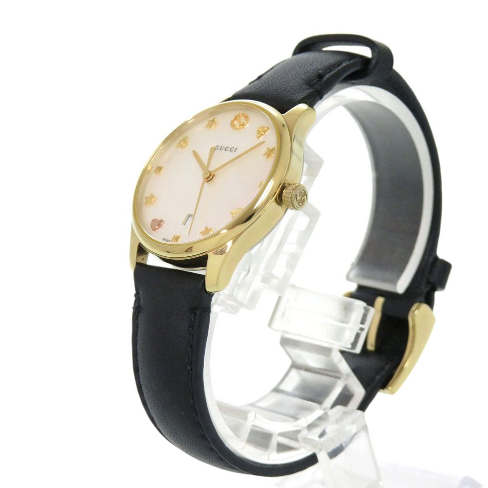 Gucci 126.5 SS Leather White Shell Black Quartz Watch Dial — view 6