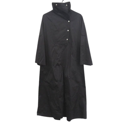 Hermes Sellier Buttons with Belt Cotton Black Loose Dress 40 — view 3