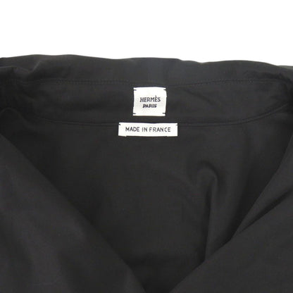 Hermes Sellier Buttons with Belt Cotton Black Loose Dress 40 — view 5