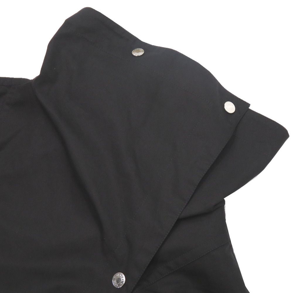 Hermes Sellier Buttons with Belt Cotton Black Loose Dress 40 — view 6
