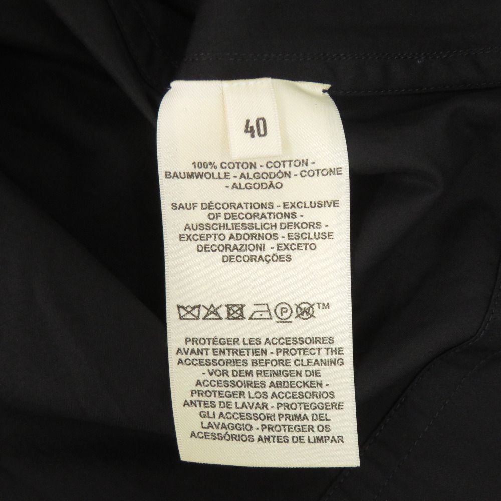 Hermes Sellier Buttons with Belt Cotton Black Loose Dress 40 — view 7