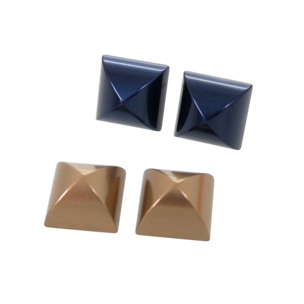 Hermes Medor Reversible Metal Navy Gold Earrings — view 4