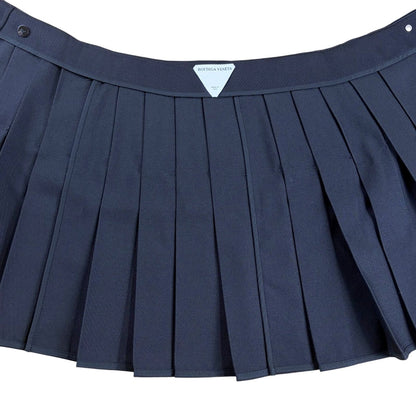 Bottega Veneta High Waist Pleated Mini Skirt Black Knee Length Asymmetric Style — view 5