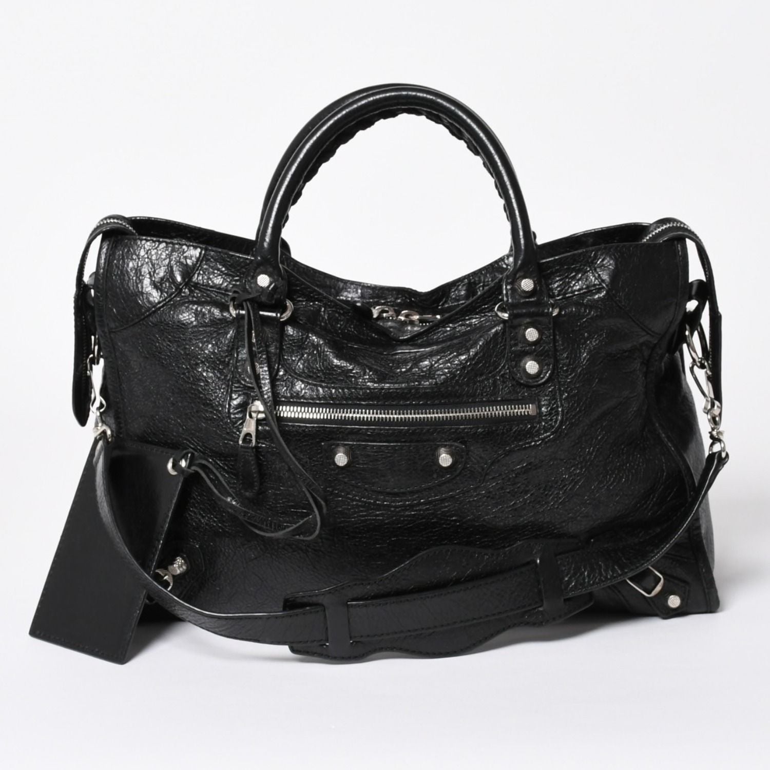 Balenciaga the Giant City 2-Way Shoulder Bag Black Silver