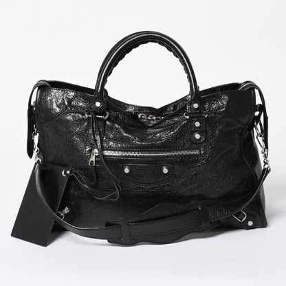 Balenciaga the Giant City 2-Way Shoulder Bag Black Silver