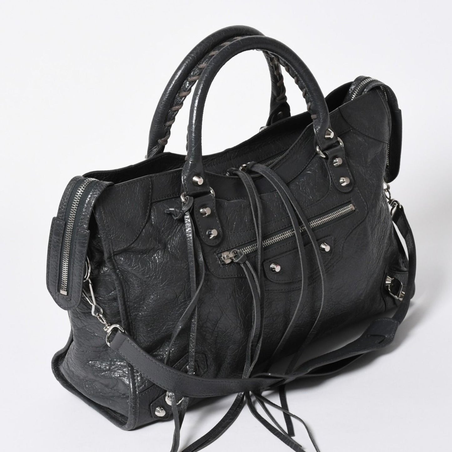 Balenciaga the City 2-Way Shoulder Bag Dark Gray Silver — view 3