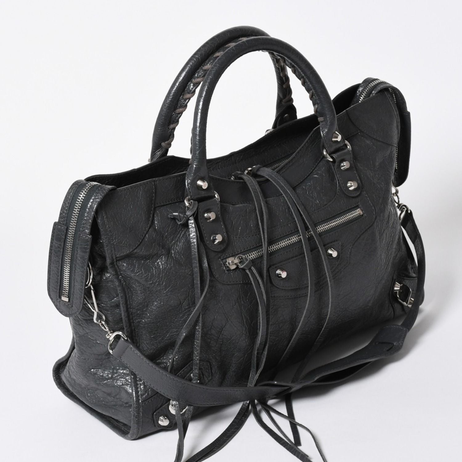 Balenciaga the City 2-Way Shoulder Bag Dark Gray Silver — view 3