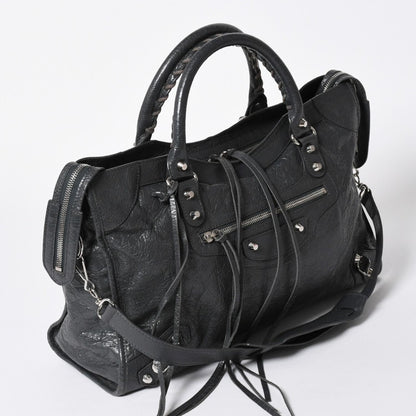 Balenciaga the City 2-Way Shoulder Bag Dark Gray Silver — view 3