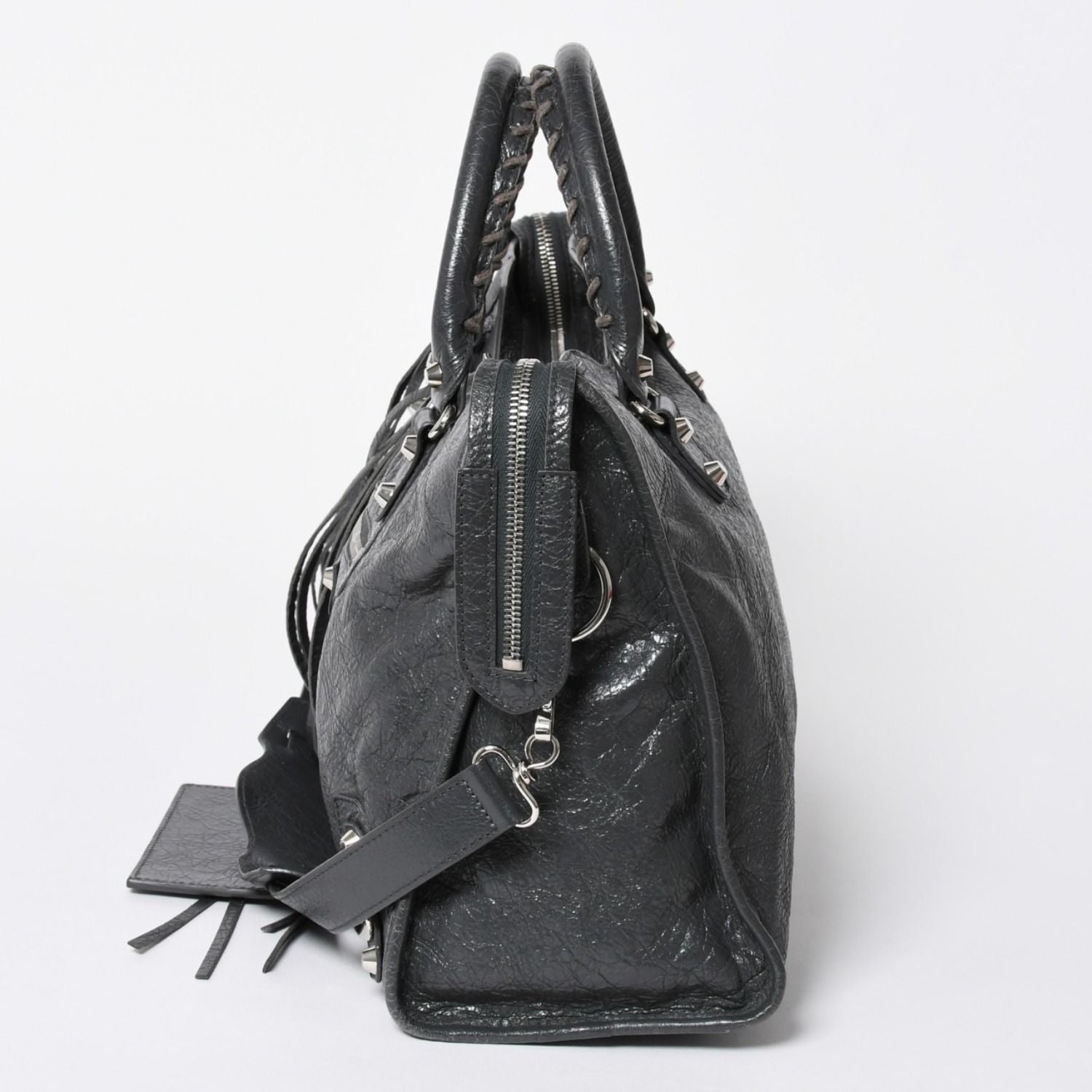 Balenciaga the City 2-Way Shoulder Bag Dark Gray Silver — view 4